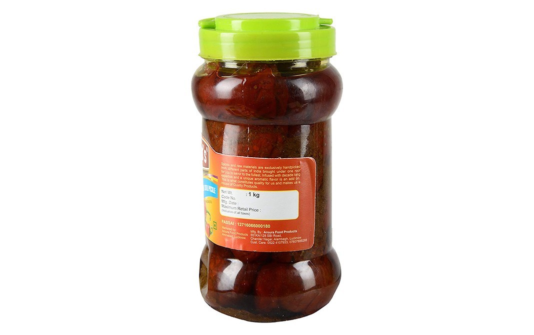 Aroura Red Chilli Pickle (In Mustard Oil)   Plastic Jar  1 kilogram